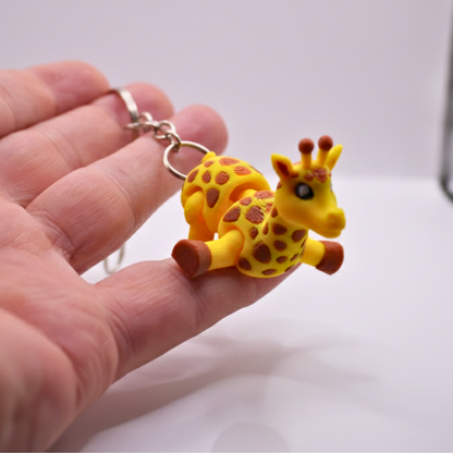 Articulated Giraffe Keychain, Flexible Safari Animal Bag Charm, Eco Friendly Zoo Animal Keyring - CraftyLabz