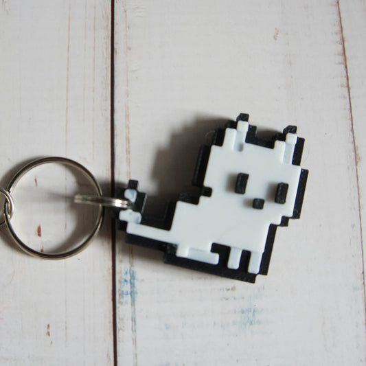 Cat 8-Bit Pixel Keychain | Retro Gift | Eco UK - CraftyLabz