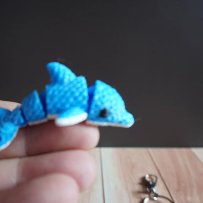 Mini Knitted Flexi Dolphin | Fidget Toy or Keychain - CraftyLabz