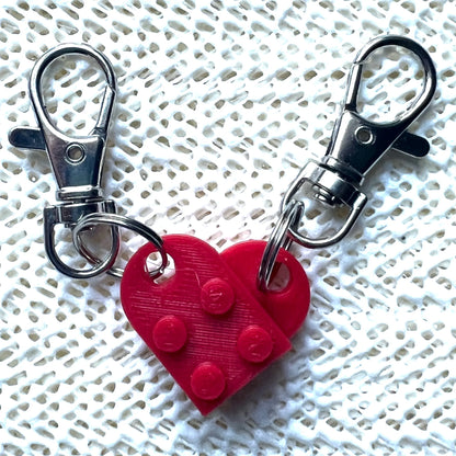 Building Brick Couples Heart Keyrings | Eco Love Gift - CraftyLabz