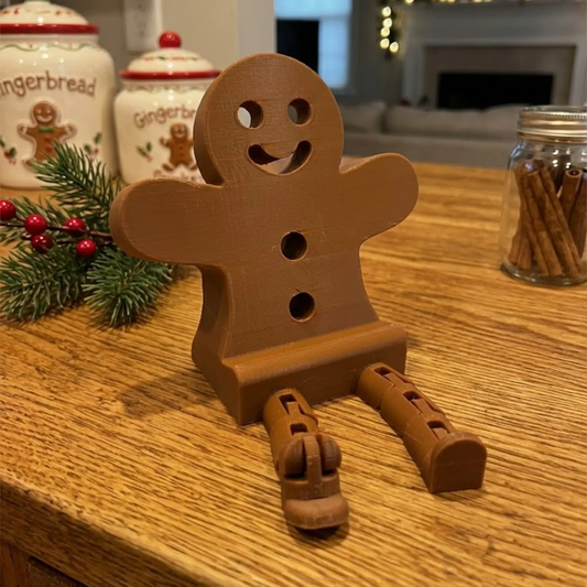 Gingerbread Man Flex-Leg Phone Stand | Whimsical Desktop Holder - CraftyLabz