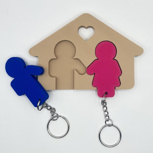 New Home Gift Key Holder for Wall - Personalized Housewarming Couple Keyring Set - CraftyLabz